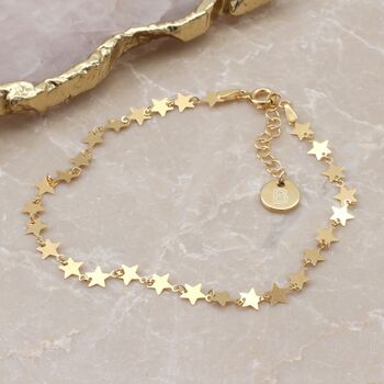 Personalised Silver Or Gold Plated Star Chain Anklet, 2 of 3
