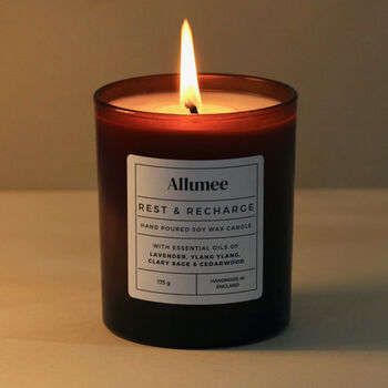 Handmade Rest And Recharge Soy Wax Scented Candle Gift, 3 of 5
