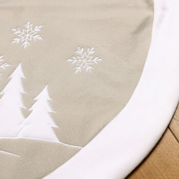 White Christmas Snowman Fabric Tree Skirt, 7 of 9