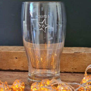 Personalised 18th Birthday Gift Star Pint Glass, 2 of 7