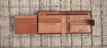 Personalised Dark Brown And Tan Leather Wallet Rfid, 6 of 8