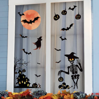Halloween Wall/ Window Removable Stickers Witches Skeletons Pumpkins, 3 of 8