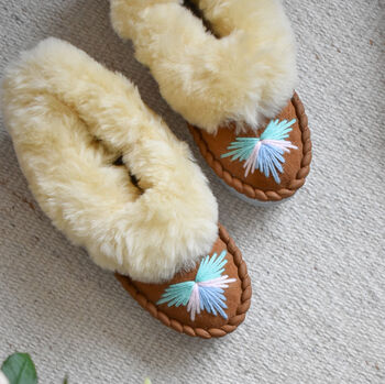 Sunny Sheepskin Moccasin Slippers, 2 of 5