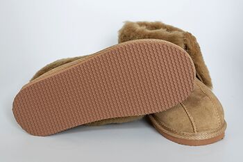 Genuine Sheepskin Slippers With Zipper Camel, 5 of 9