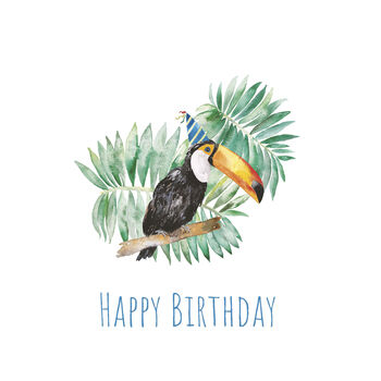 Party Toucan Hand Painted Birthday Card, 2 of 2