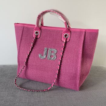 Personalised Pink Large Chain Tote Bag, 2 of 9