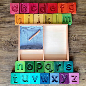 Handcrafted Wooden Alphabet Cuboids In Rainbow, 6 of 11