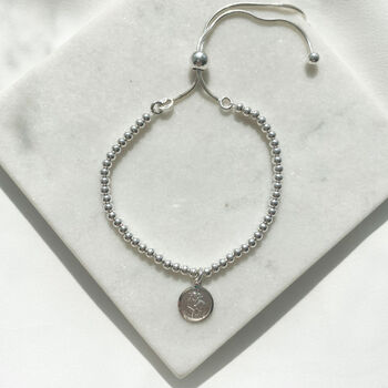 Sterling Silver St Christopher Ball Slider Bracelet, 2 of 5