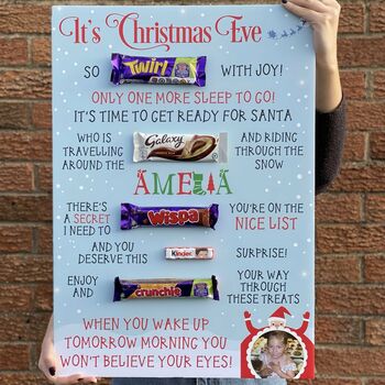 Personalised Christmas Eve Chocolate Message Board, 3 of 5