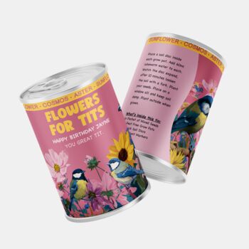 Personalised Birthday Tin Grow Your Own Flowers For Tits, 3 of 4