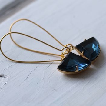 Art Deco Navy Blue Sapphire Earrings, 5 of 11