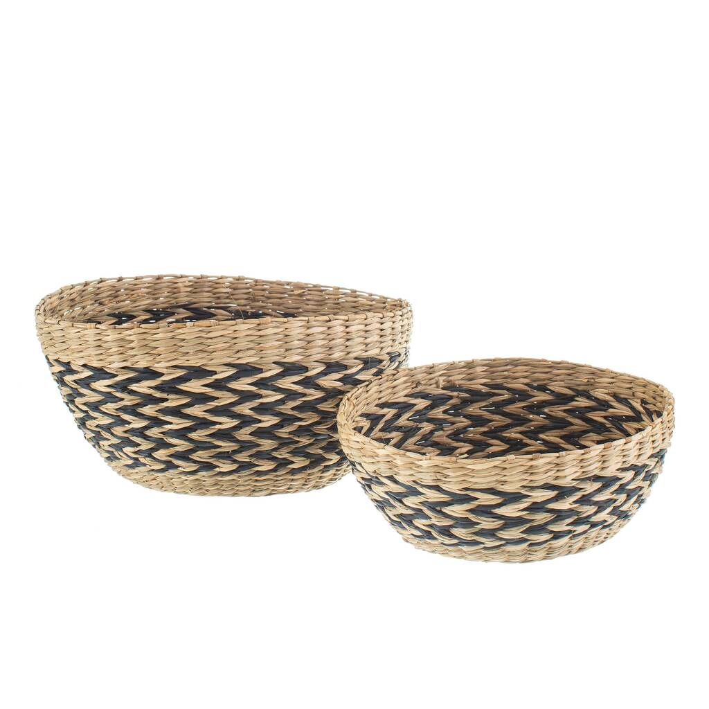 Set Of Two Black Decorative Seagrass Bowls By Lola & Alice
