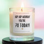 70th Birthday Gift Hooray You're 70 Today Candle, thumbnail 1 of 6