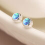 Mini Sterling Silver Blue Opal Stud Earrings, thumbnail 1 of 7