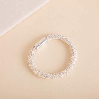 Bead Effect Textured Silver Colour Bracelet, 3 of 3