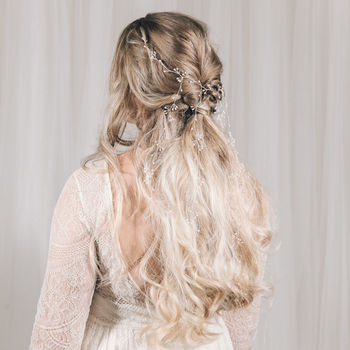 Silver And Freshwater Pearl Veil Style Hair Vine Elise, 12 of 12