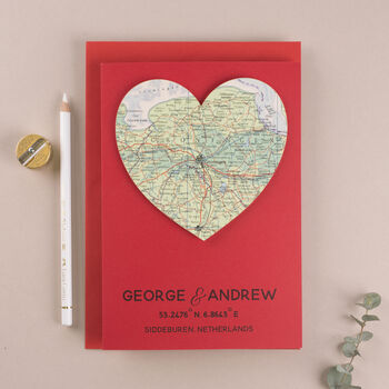 Personalised Map Heart Valentine's Card, 4 of 6