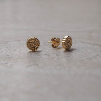 Compass Stud Earrings In Silver Or Gold, 2 of 6