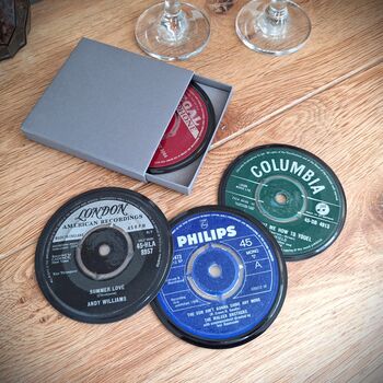 Set Of Four Real Vintage Record Coasters, 2 of 12