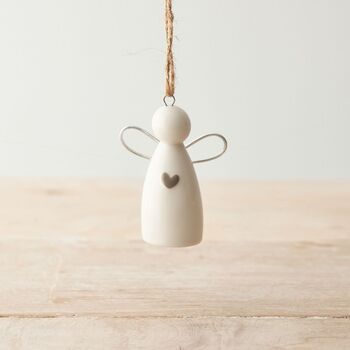 Porcelain Angel With Heart Hanging Christmas Decoration, 2 of 2