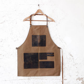Personalised Waxed Canvas And Leather Work Apron, 6 of 12