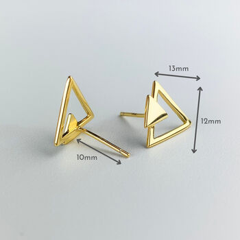 Sterling Silver Triangle Arrow Stud Earrings, 5 of 7