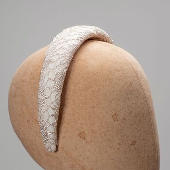 Ivory Silk Padded Headband With Optional Veil 'Everlee', 4 of 9