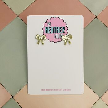 Bow Statement Stud Glitter Earrings, 10 of 10