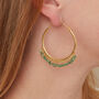 Emerald Beaded Gold Plated Silver Hoops, thumbnail 6 of 12