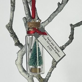 Tiny Christmas Tree In A Bottle Personalised Bauble, 11 of 12