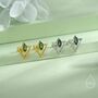 Sterling Silver Triangle And Emerald Green Marquise Cz Arrow Stud Earrings, thumbnail 6 of 12