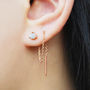 Raw Diamond Rose/Gold Plated Silver Threader Earrings, thumbnail 1 of 5