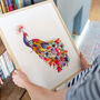 Jungle Floral Peacock Illustrated Print, thumbnail 1 of 8