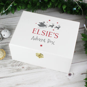 Personalised Christmas Eve White Wooden Keepsake Box, 2 of 4
