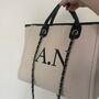 Personalised White And Black Large Chain Tote Beach Bag, thumbnail 7 of 9