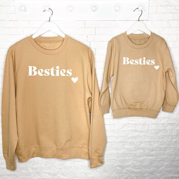 Besties With Heart Mum And Daughter Sweatshirt Set, 6 of 8