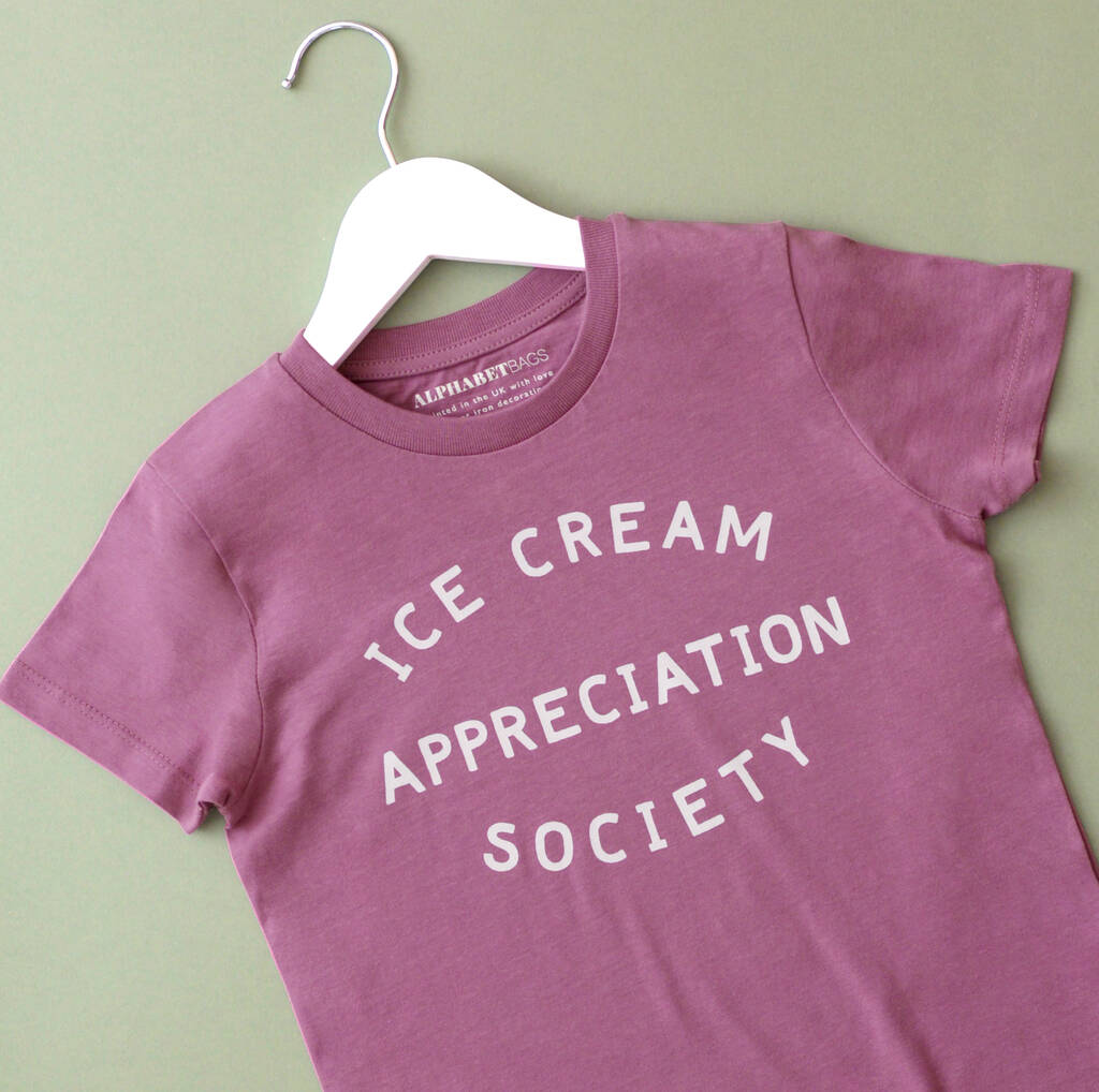 'Ice Cream Appreciation Society' Kid's Berry T Shirt, 1 of 7
