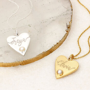 Personalised Silver Or Gold Plated And Pearl Necklace, 2 of 6