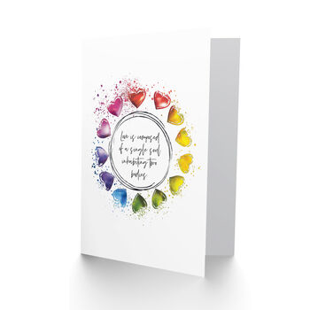 Single Soul Two Bodies Love Heart Rainbow Anniversary Wedding Card, 2 of 6