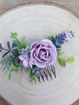 Lilac Flower Hair Comb, 4 of 5