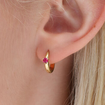 Sterling Silver Or Gold Plated Birthstone Hoop Earrings, 2 of 10