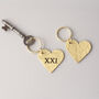 21st Anniversary Gift, Brass Heart Keyring, thumbnail 2 of 6