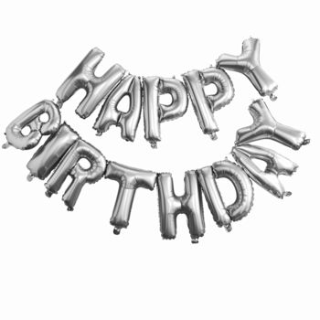 Silver Foiled Happy Birthday Balloon Bunting, 2 of 3