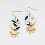 Foliage Brass And Clay Drop Earrings, thumbnail 3 of 7