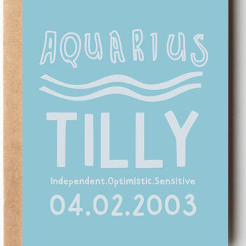 Personalised Aquarius Zodiac Star Sign Birthday Card, 3 of 3