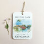 Save The Date Tag With Wedding Destination Illustration, thumbnail 12 of 12