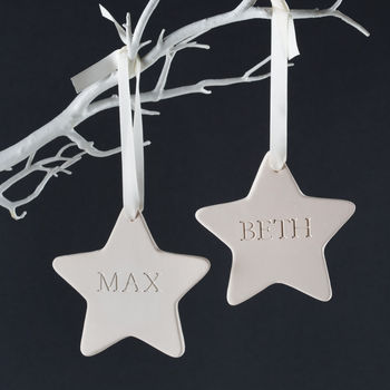 Engraved Ceramic Star Hanging Decoration, 3 of 4