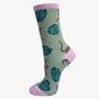 Women's Bamboo Socks Green Jungle Cheetah, thumbnail 1 of 2