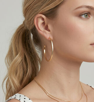 Shikaku 18 K Gold Plated Thin Large Hoop Earrings, 2 of 6