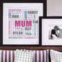 Personalised Mum Square Typographic Word Art, thumbnail 1 of 12